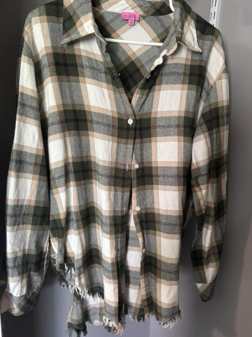 Cream and green flannel